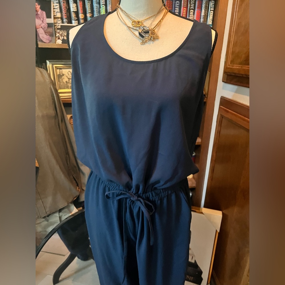 CAbi French Navy sleeveless jogger style jumpsuit Size M - Picture 4 of 6